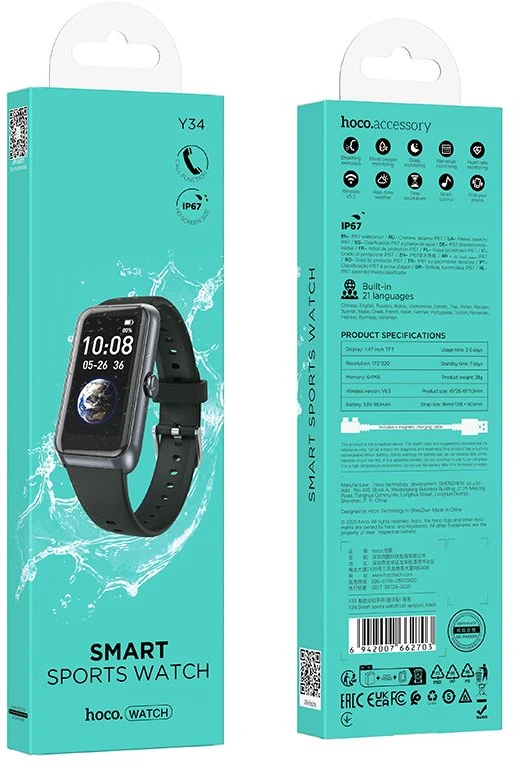 Hoco Išmanusis laikrodis 1,47" IP67 with call function Y34 juodas