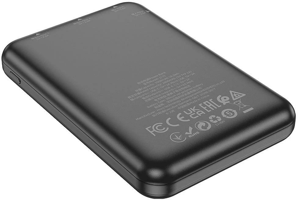 HOCO išorinė baterija 5000 mAh 2A J115 juoda