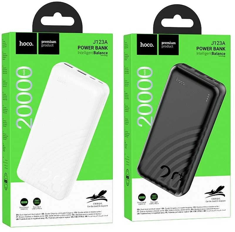 HOCO maitinimo blokas 20000 mAh 2A J123A juodas