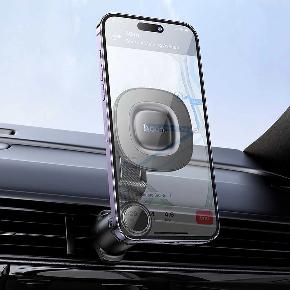 Magnetinis automobilio telefono laikiklis, suderinamas su „Magsafe Hoco“ oro išleidimo angos H74 juodas ir pilka