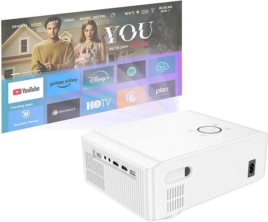 Projektorius „Full HD Hoco“ su „Android“ programine įranga, „Wi-Fi“, „Bluetooth“, 1080P, DT3 baltas