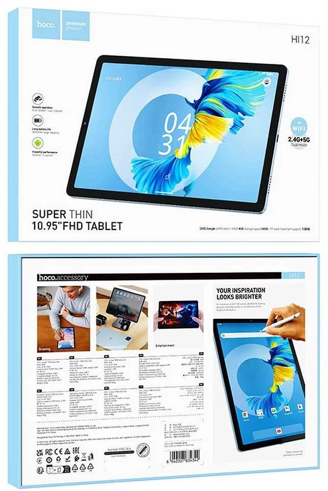 Planšetė 10,95" 4GB/64GB Hoco Full HD Wi-Fi Android 14 HI12 island mėlynas