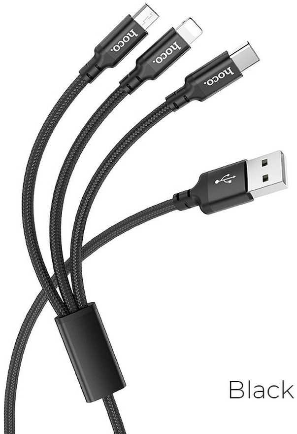 Phone Accessories HOCO USB 3in1 kabelis skirtas iPhone Lightning + Micro + Type C X14 TIMES