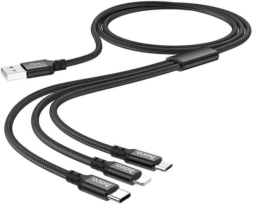 Phone Accessories HOCO USB 3in1 kabelis skirtas iPhone Lightning + Micro + Type C X14 TIMES