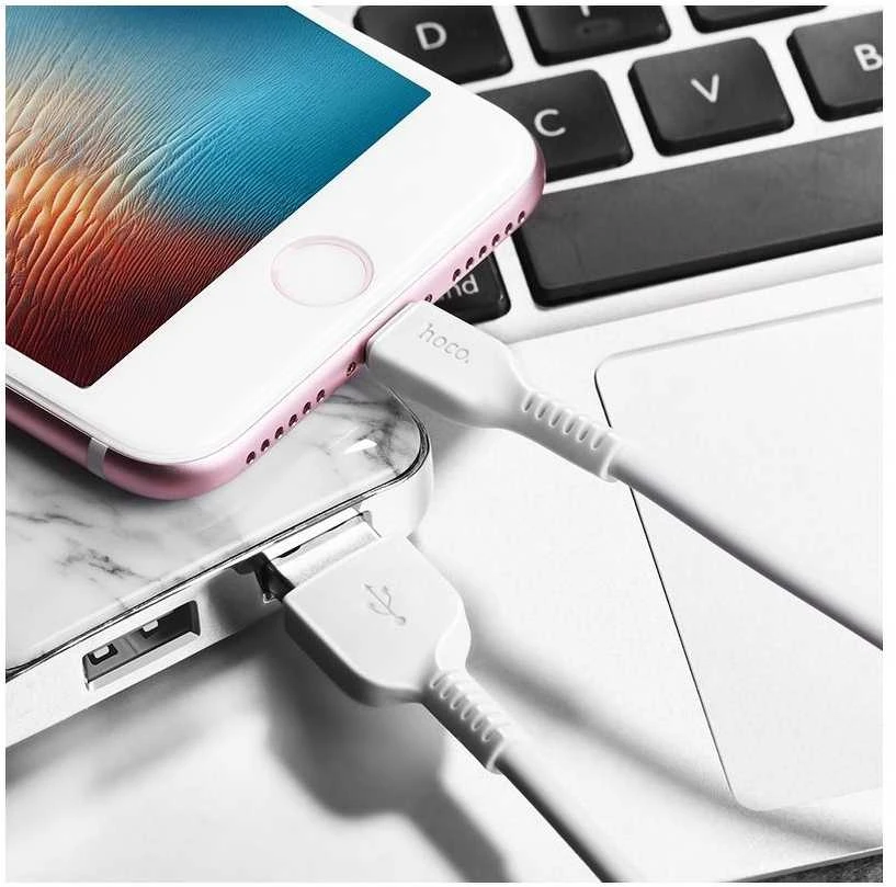 USB kabelis Hoco X13 Easy Charged "Lightning" 1m baltas