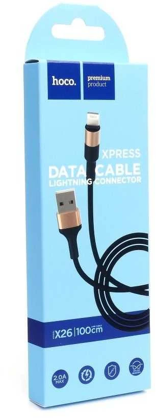 USB kabelis Hoco X26 Lightning 1.0m juodas-auksinis