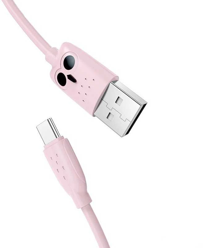HOCO USB kabelis - KX1 micro USB 1m rožinis