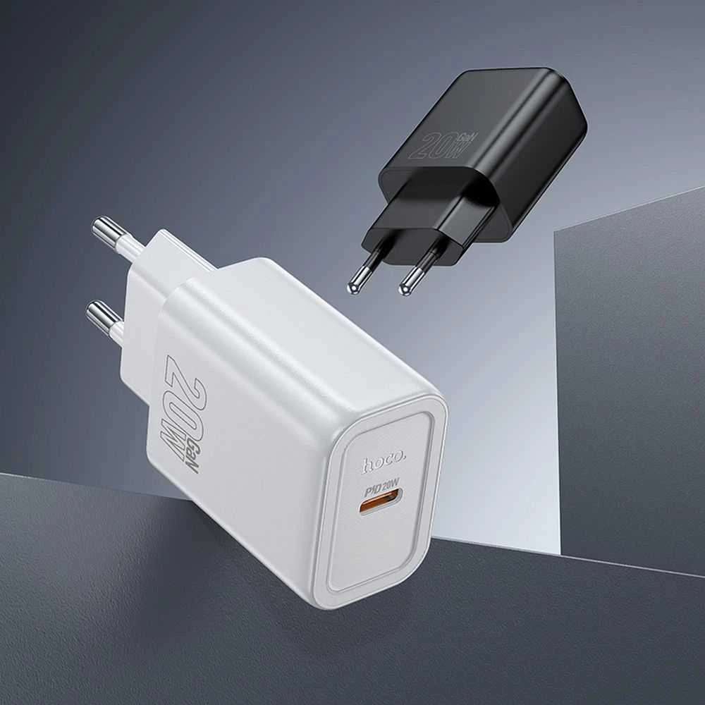 Telefono įkroviklis Hoco USB C QC PD 20W + laidas USB C į Lightning N60 baltas