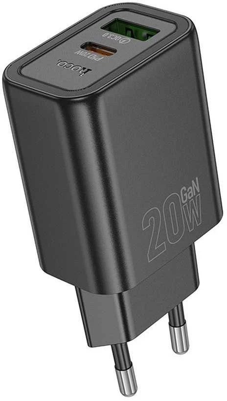 Telefono įkroviklis Hoco USB A + USB C QC3.0 PD 3A 20W N61 juodas