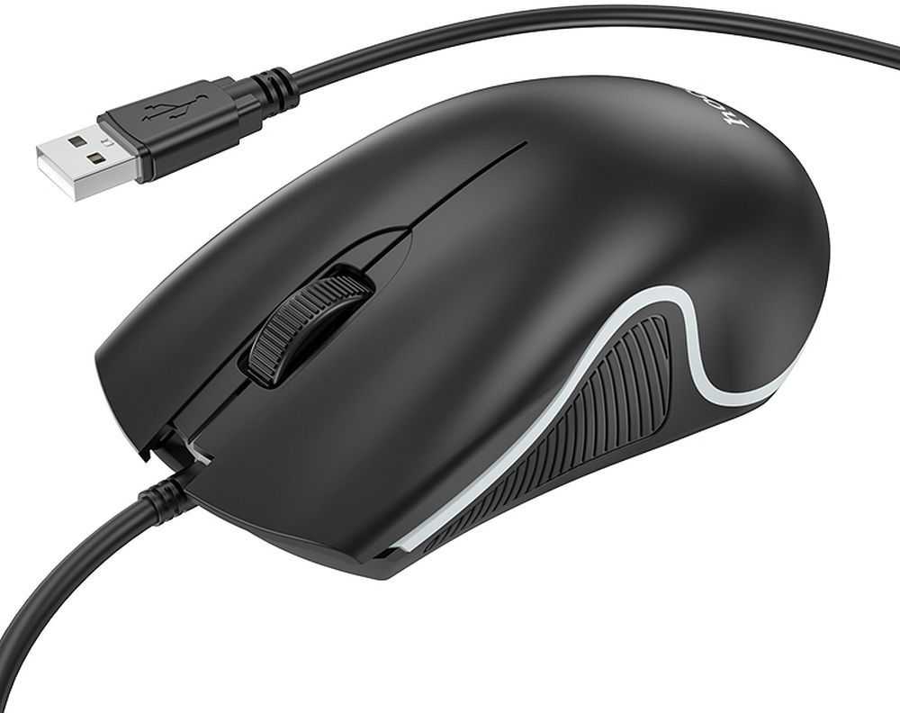 HOCO su laidu kompiuterinė pelė USB A 1000 DPI with flashing GM19 juodos spalvos