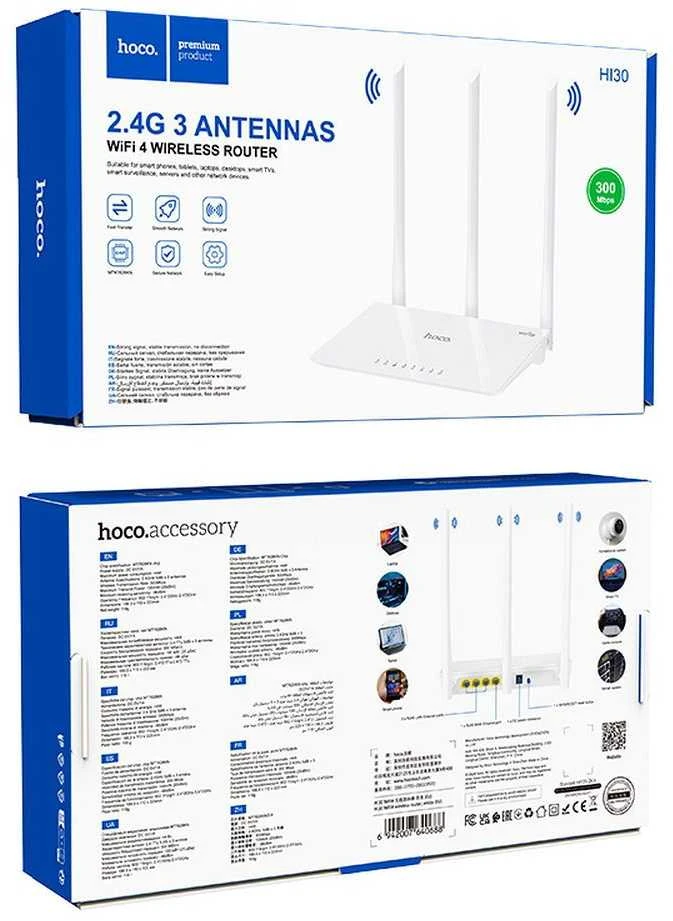 Belaidis maršrutizatorius WiFi 4 Hoco (HI30) baltas