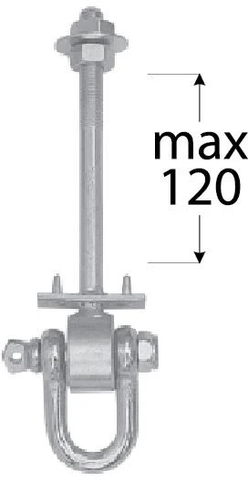 Kabliukas Domax MHD120 8855, pilka, 120 mm x 12 mm