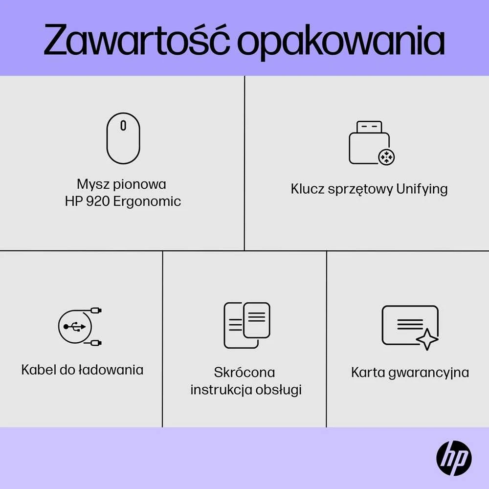 Hewlett Packard (HP) HP 920 Belaidė pelė, Ergonomic, Vertical - Juodas