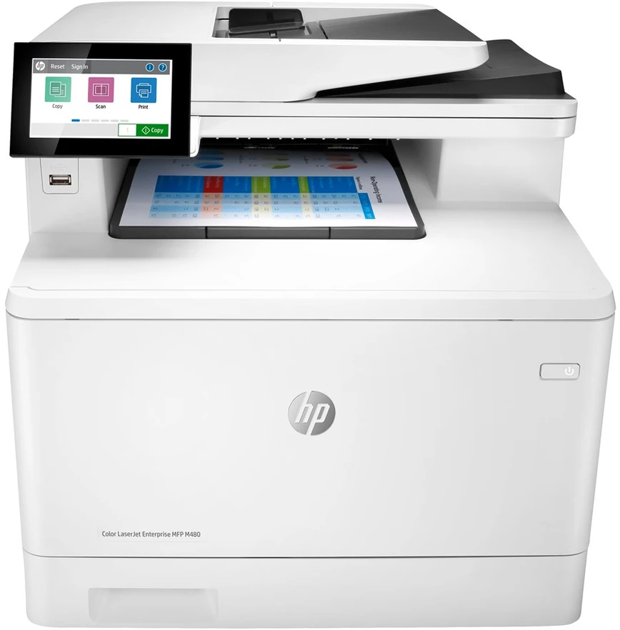 Hewlett Packard (HP) HP Color LaserJet Enterprise MFP M480f AIO All-in-One Spausdintuvas - A4 Color lazerinis, Spausdinti/Kopijuoti/Dual-Side Scan/Faksas, Automatinis dokumentų tiektuvas, Auto-Duplex, LAN, 27ppm, 4800 pages per mėnesį (pakeičia M577f)