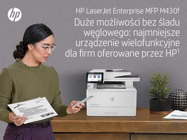Hewlett Packard (HP) HP LaserJet Enterprise MFP M430f AIO All-in-One Spausdintuvas - A4 Mono lazerinis, Spausdinti/Kopijuoti/Dual-Side Scan/Faksas, Automatinis dokumentų tiektuvas, Auto-Duplex, LAN, 38ppm, 900-4800 pages per mėnuo (pakeičia M521f / M521dn)