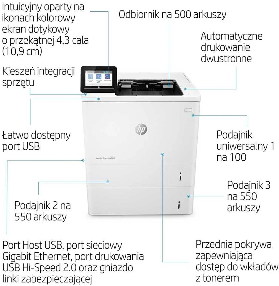 Hewlett Packard (HP) HP LaserJet Enterprise M612dn Spausdintuvas Mono Duplex lazerinis A4 1200x1200dpi 71 psl./min. 650 lapų USB LAN
