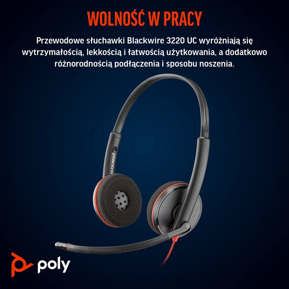 Ausinės HP Poly Blackwire 3220 stereo USB-C  + USB-C/A adapteris, juodos spalvos