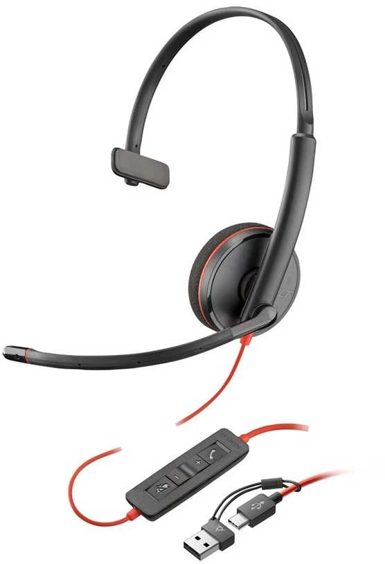 Ausinės HP Poly Blackwire 3220 stereo USB-C  + USB-C/A adapteris, juodos spalvos