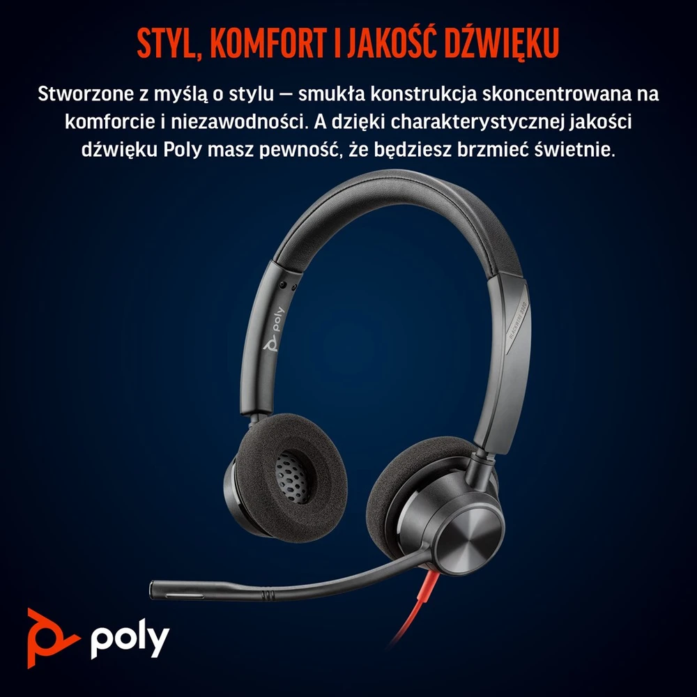 Hewlett Packard (HP) HP Poly Blackwire 3320 stereofoninis Microsoft Teams sertifikuotas USB-C Ausinės +USB-C/A adapteris