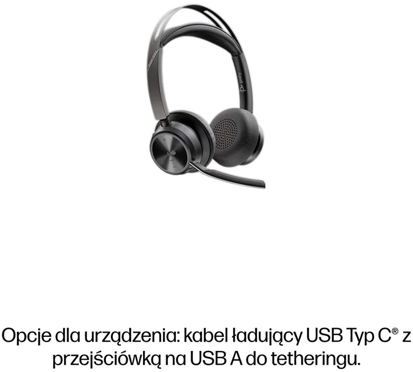 HP Poly Voyager Focus 2-M USB-C-C Ausinės USB-C/A Adapteris Charging Stovas