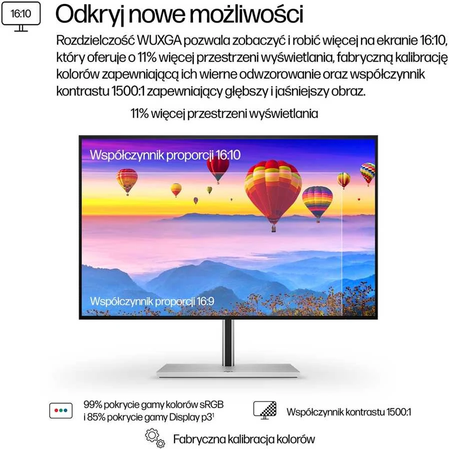 HP 724pu Series 7 Pro WUXGA įkrovimo monitorius – 24 colių 1920x1200 WUXGA 350 nitų 100Hz AG, IPS, USB-C(100W)/HDMI/DisplayPort Daisy-Chain, 4x USB-A, RJ-45/tilt/, reguliuojamas aukštis pasukamas / pasukamas, 3 metai (pakeičia Z24u G3)