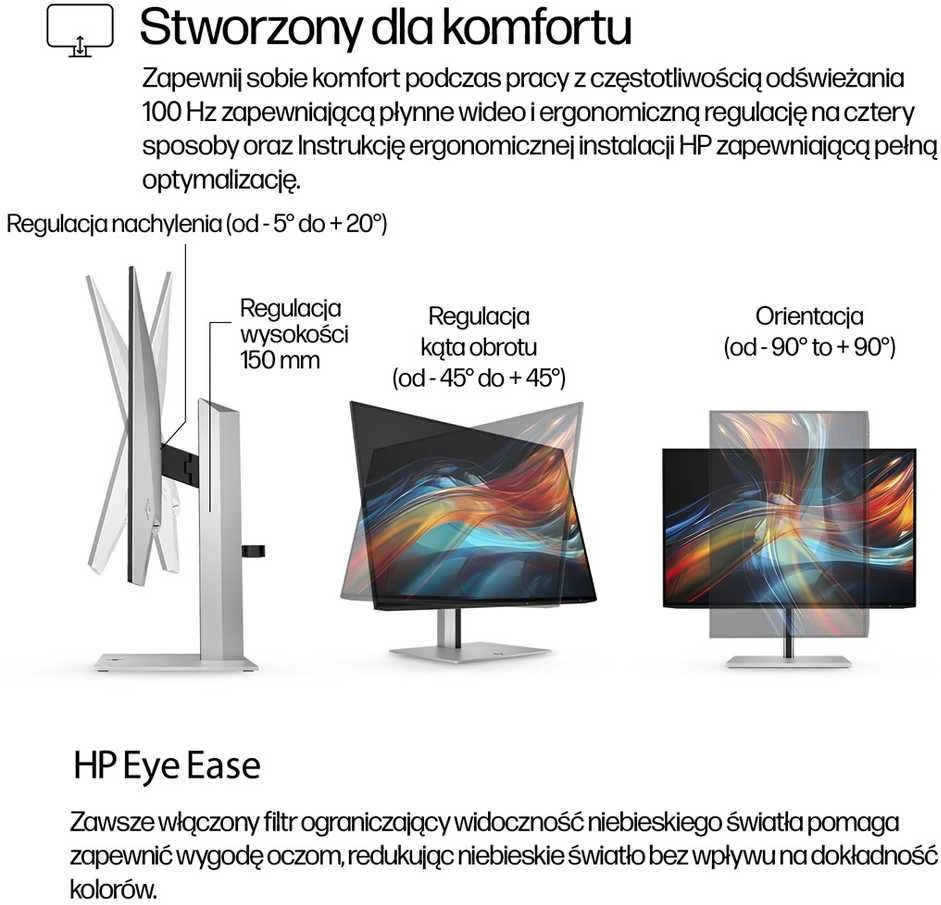 HP 724pu Series 7 Pro WUXGA įkrovimo monitorius – 24 colių 1920x1200 WUXGA 350 nitų 100Hz AG, IPS, USB-C(100W)/HDMI/DisplayPort Daisy-Chain, 4x USB-A, RJ-45/tilt/, reguliuojamas aukštis pasukamas / pasukamas, 3 metai (pakeičia Z24u G3)