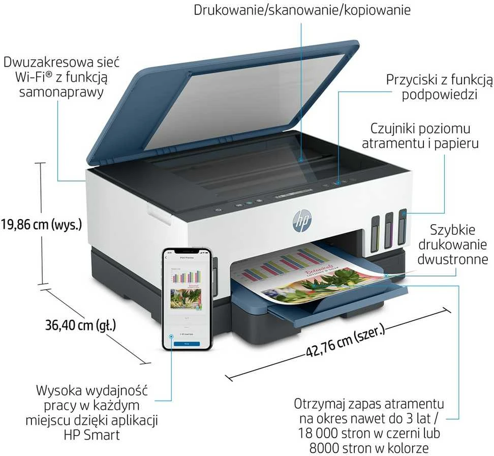 Daugiafunkcis Spausdintuvas - HP Smart Tank 725 A4 4800x1200 DPI 15ppm Wi-Fi