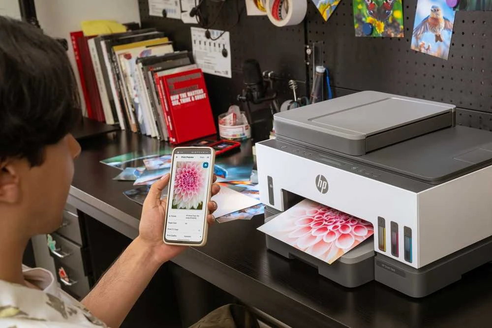 Hewlett Packard (HP) HP Smart Tank 750 AIO daugiafunkcis spausdintuvas Spausdintuvas - A4 spalvotas rašalinis, spausdinimas / kopijavimas / nuskaitymas, automatinis dvipusis spausdinimas, WiFi, 15 psl./min., 400–800 puslapių per mėnesį