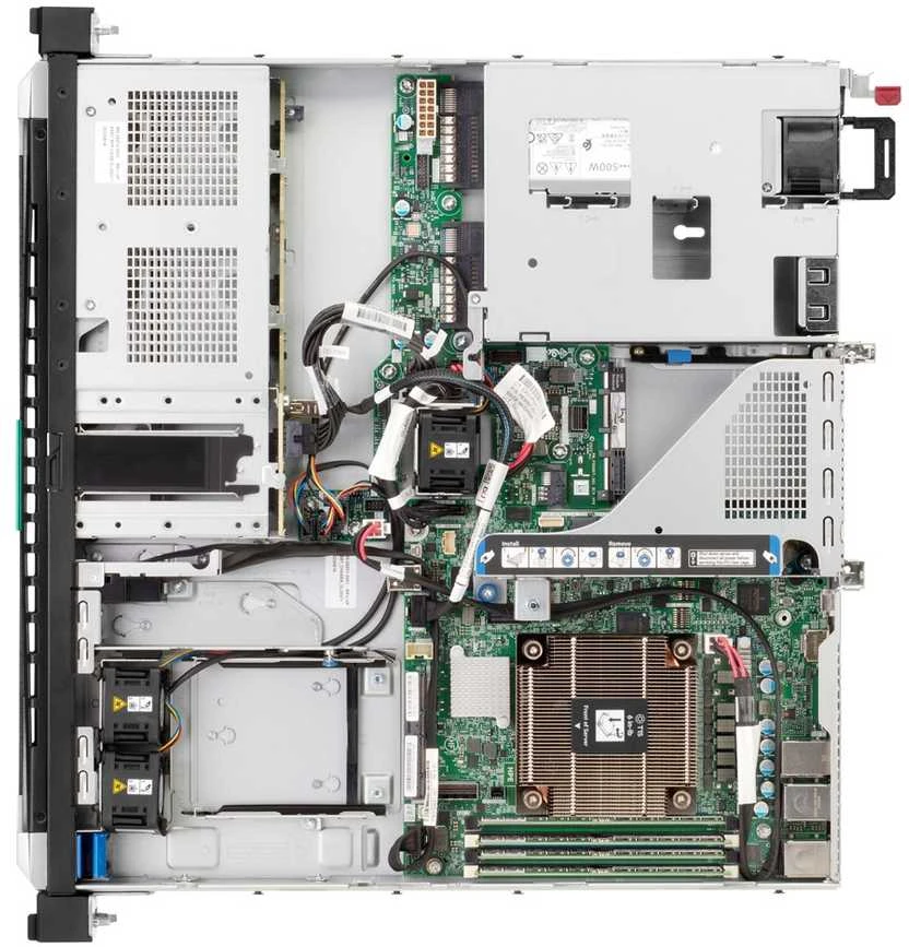 Hewlett Packard (HP) HPE „ProLiant DL20 Gen11 E-2434“ 3,4 GHz 4 c 1 P 32 GB-U 4 SFF 2 x 480 GB SATA SSD 800 W PS ES serveris