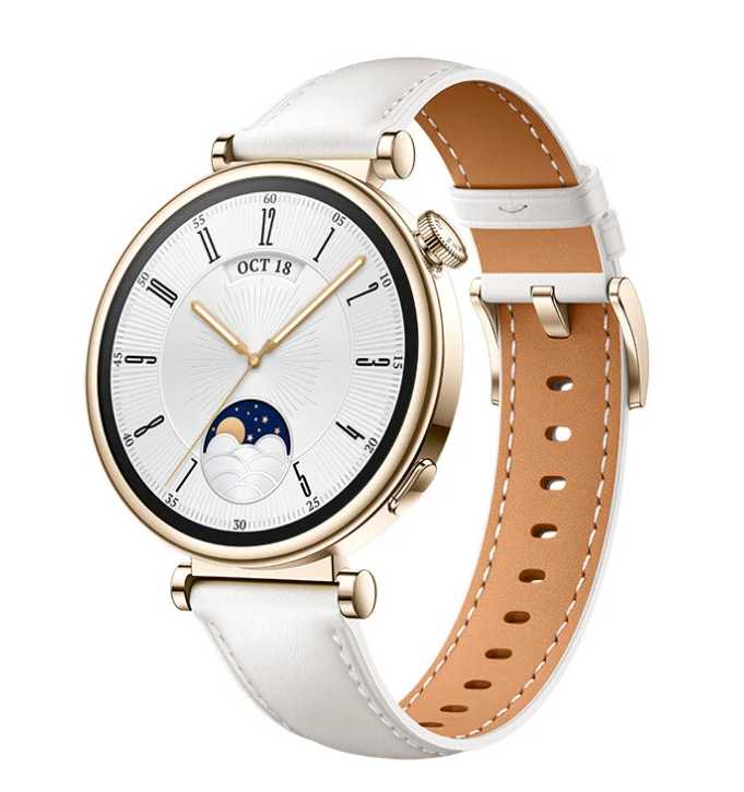 HUAWEI WATCH GT4 41mm Gold White Leather Armband