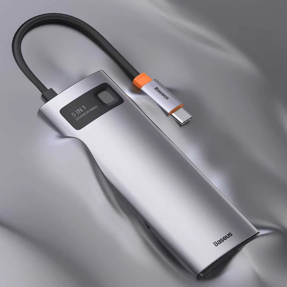 Baseus Metal Gleam serijos 5in1 stebulė, nuo USB-C iki 3x USB 3.0 + HDMI + USB-C PD