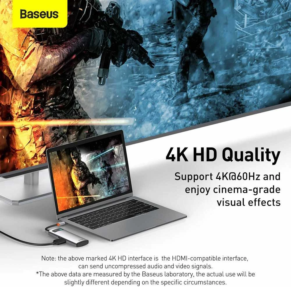 Baseus Metal Gleam serijos 5in1 stebulė, nuo USB-C iki 3x USB 3.0 + HDMI + USB-C PD