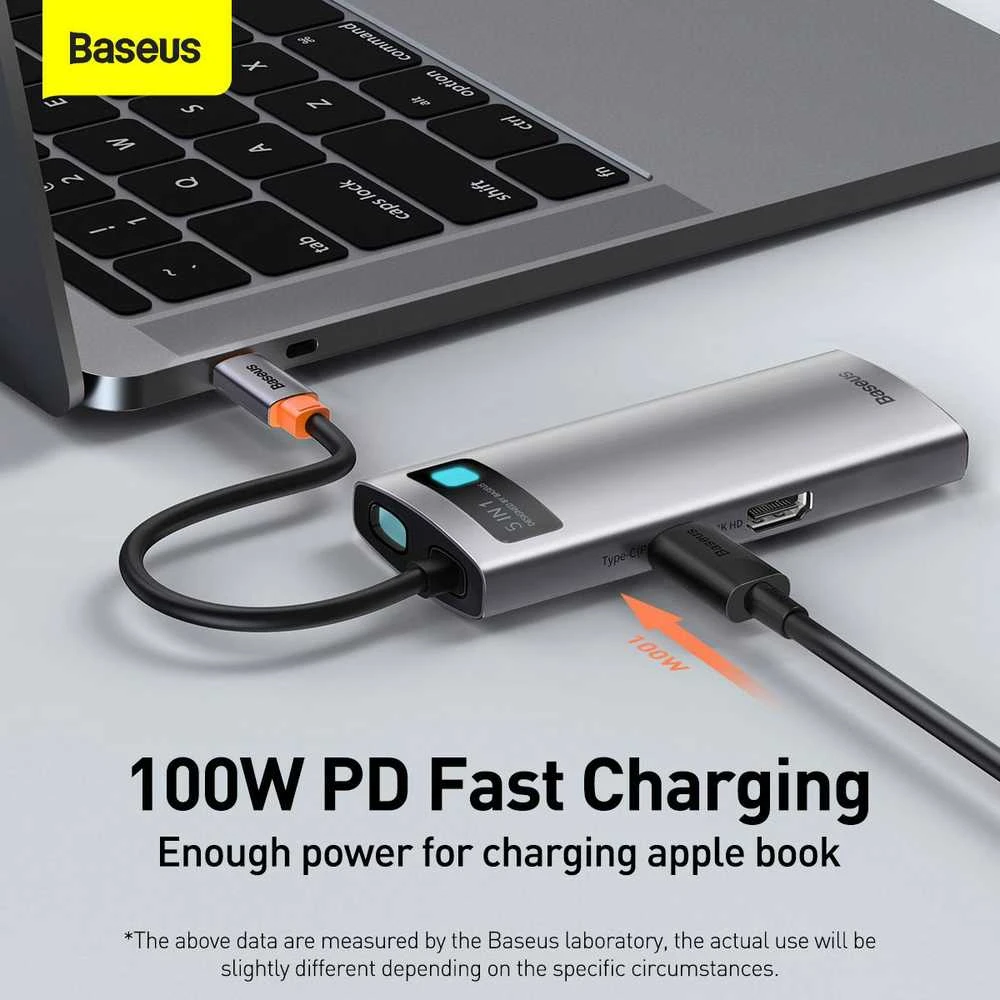 Baseus Metal Gleam serijos 5in1 stebulė, nuo USB-C iki 3x USB 3.0 + HDMI + USB-C PD