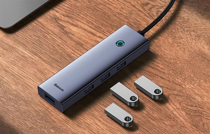 Baseus Hub 5in1 UltraJoy 5-Port 1xHDMI4K@30Hz + 4xUSB 3.0 - pilkas