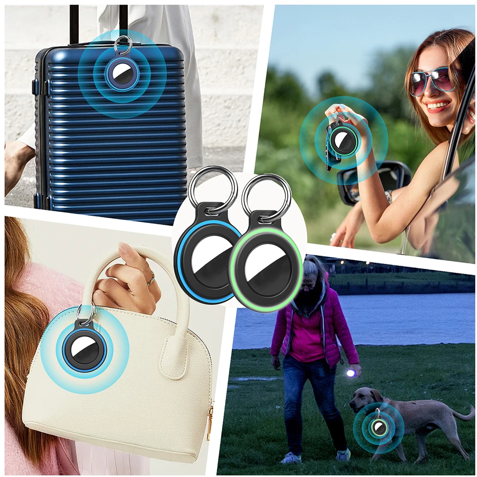 Hurtel „Airtag“ dėklas su spyruokliniu sagtimi, 2 vnt. rinkinys – juodas