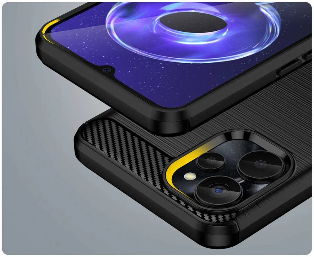Carbon Realme 10 5G / Realme 9i 5G Flexible silikoninis Carbon dėklas telefonui juodos spalvos