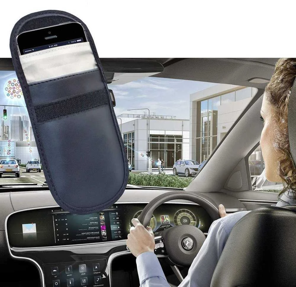 Hurtel Apsaugos nuo vagystės automobilio raktų dėklas radijo blokavimo dėklas be rakto Faraday Box Faraday narvas 14cm su 10cm juodos spalvos