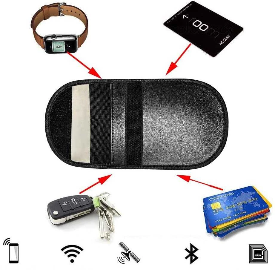 Hurtel Apsaugos nuo vagystės automobilio raktų dėklas radijo blokavimo dėklas be rakto Faraday Box Faraday narvas 14cm su 10cm juodos spalvos