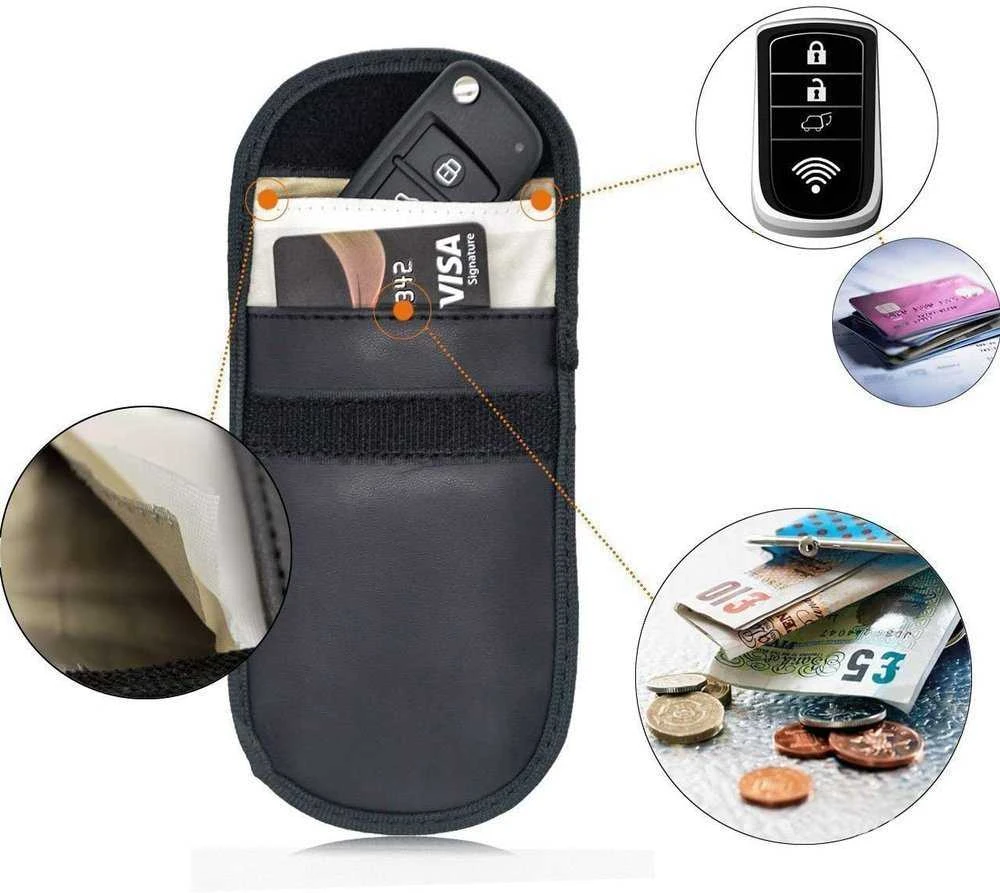 Hurtel Apsaugos nuo vagystės automobilio raktų dėklas radijo blokavimo dėklas be rakto Faraday Box Faraday narvas 14cm su 10cm juodos spalvos