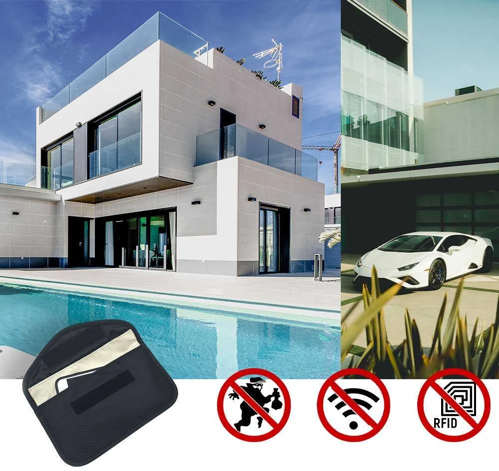 Hurtel Anti-theft dėklas skirtas Car Keys Phone Radio Blocking Faraday Box Faraday Cage 20cm x 11cm juodos spalvos