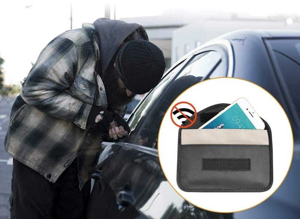 Hurtel Anti-theft dėklas skirtas Car Keys Phone Radio Blocking Faraday Box Faraday Cage 20cm x 11cm juodos spalvos