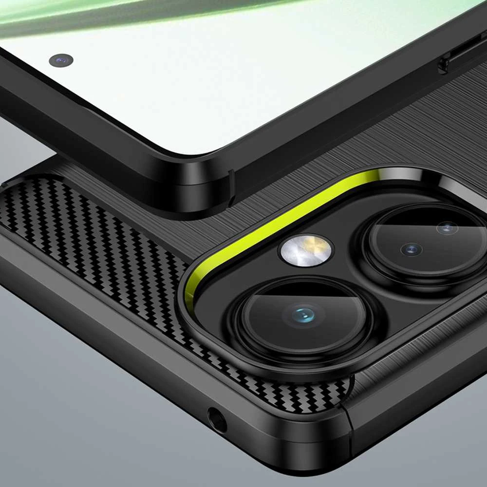 Hurtel Carbon Case dėklas, skirtas OnePlus Nord CE 3 lankstus silikoninis anglies dangtelis juodas