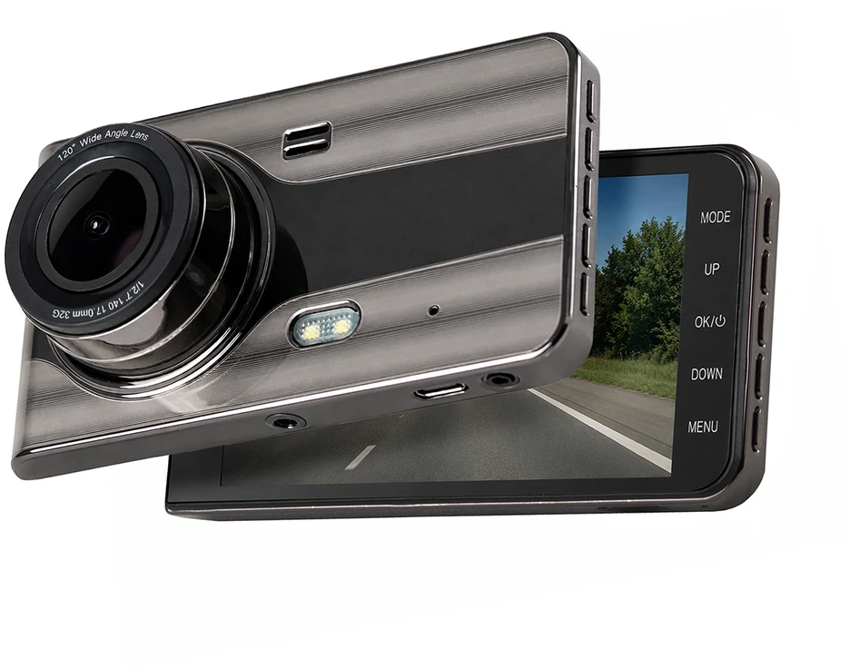 „Hurtel DVR979G Full HD“ G jutiklio LCD automobilio vaizdo įrašymo įrenginys su galinio vaizdo kamera – smėlio spalvos