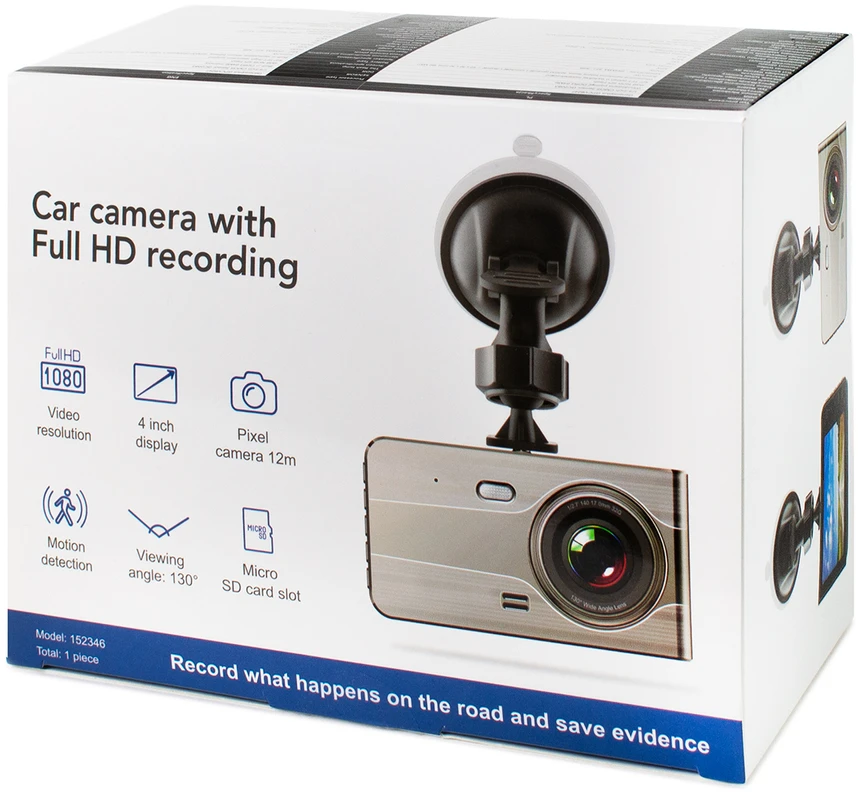 „Hurtel DVR979G Full HD“ G jutiklio LCD automobilio vaizdo įrašymo įrenginys su galinio vaizdo kamera – smėlio spalvos