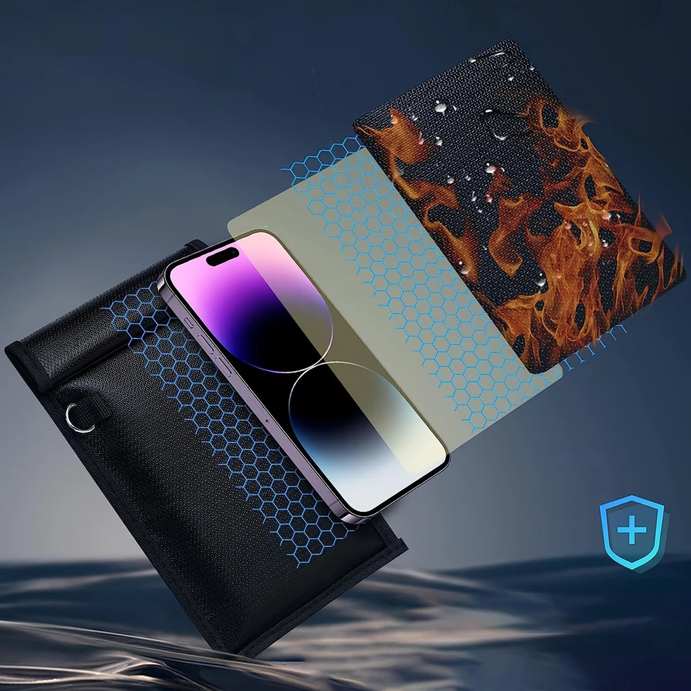 Hurtel Fireproof RFID Phone Case OTN-27 with Signal Blocker 27x12.3 cm - Juodas