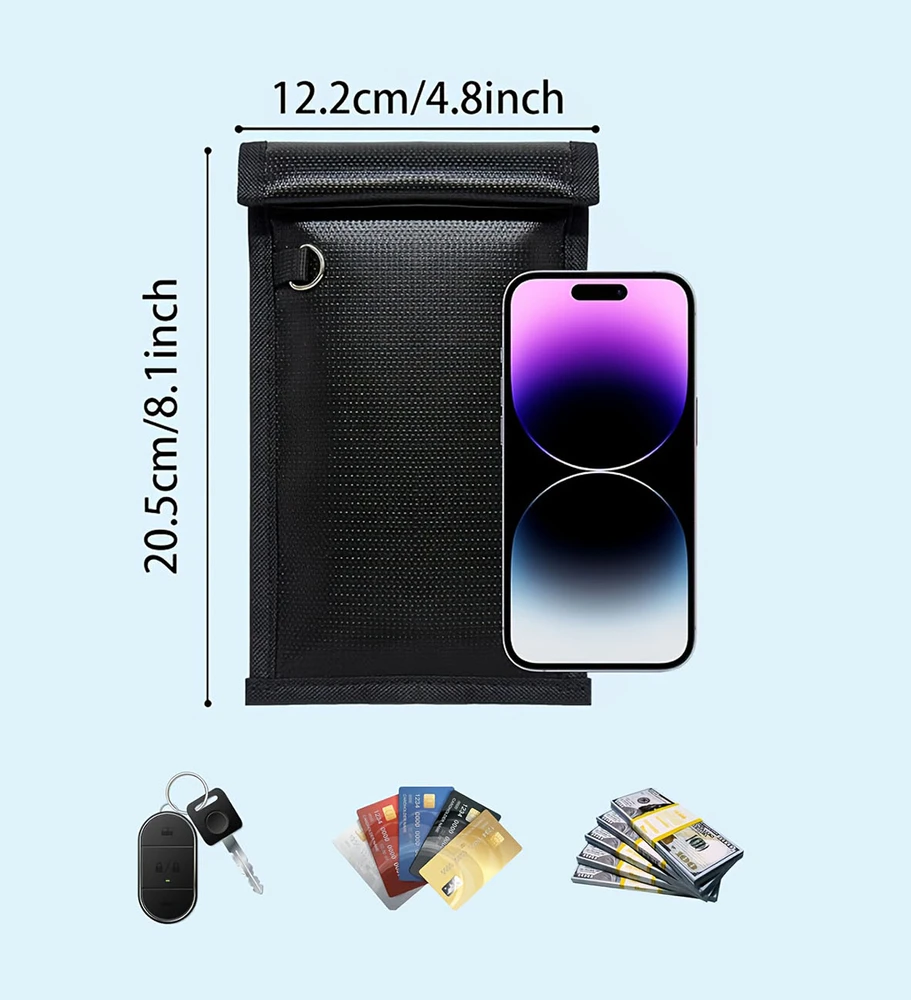 Hurtel Fireproof RFID Phone Case OTN-27 with Signal Blocker 27x12.3 cm - Juodas