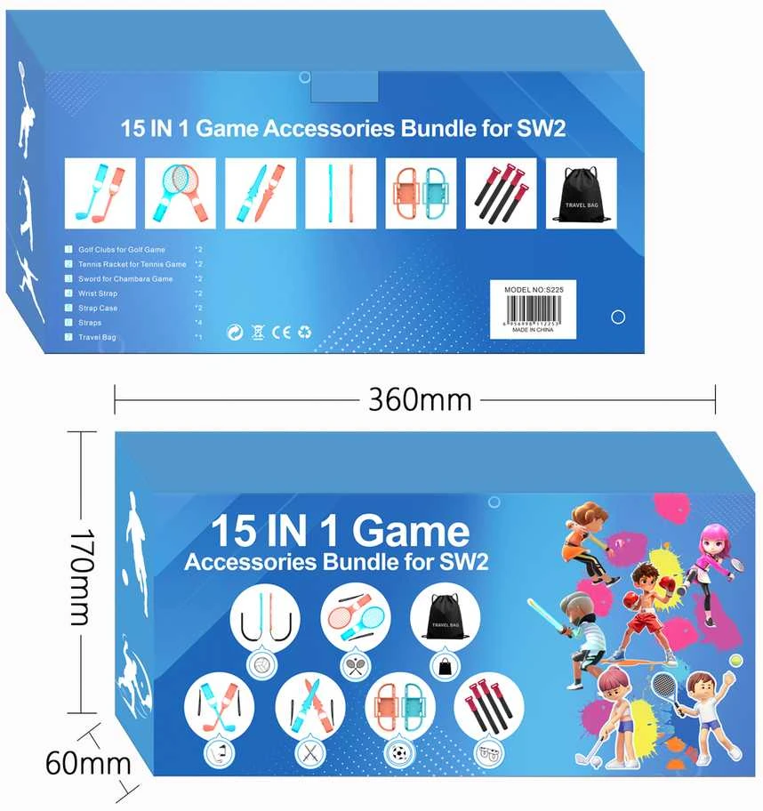 Hurtel Nintendo Switch 15-in-1 Family Priedas Pack 2 - Oranžinis and Mėlyna Set