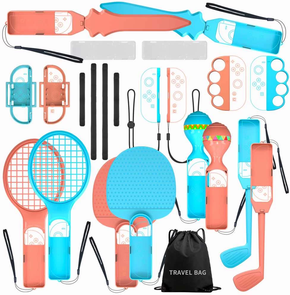 Hurtel Nintendo Switch 23-in-1 Family Priedas Pack 2 - Oranžinis and Mėlyna Set