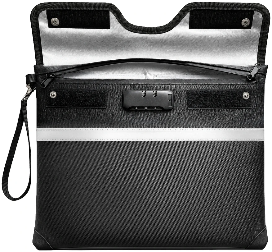 Hurtel OTN-38 RFID Fireproof Document Bag with Combination Lock 37.5 x 29.5 cm - Juodas