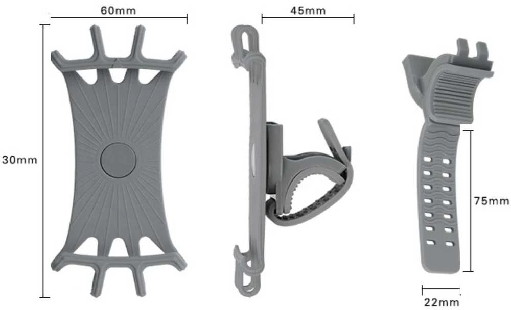Hurtel Swivel silicone telefono laikiklis dviračiui with replaceable head - juodos spalvos